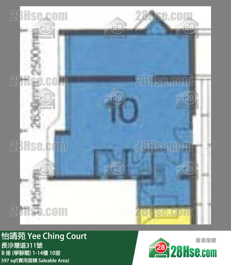 怡靖苑 B 座 (寧靜閣)10樓 10室 平面圖