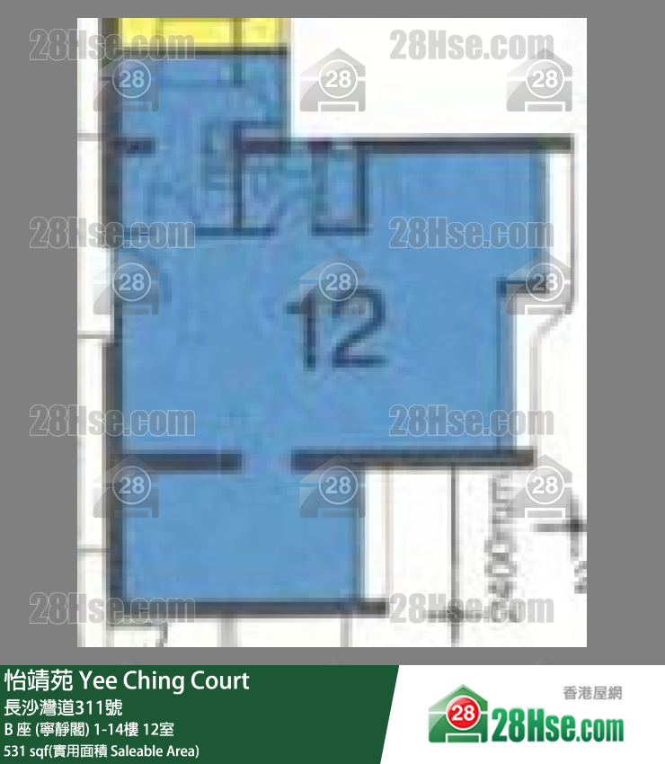 怡靖苑 B 座 (寧靜閣)8樓 12室 平面圖