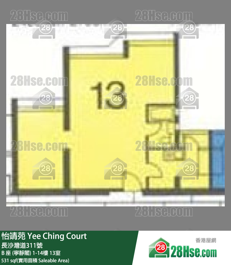 怡靖苑 B 座 (寧靜閣)4樓 13室 平面圖