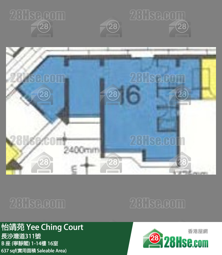怡靖苑 B 座 (寧靜閣)10樓 16室 平面圖