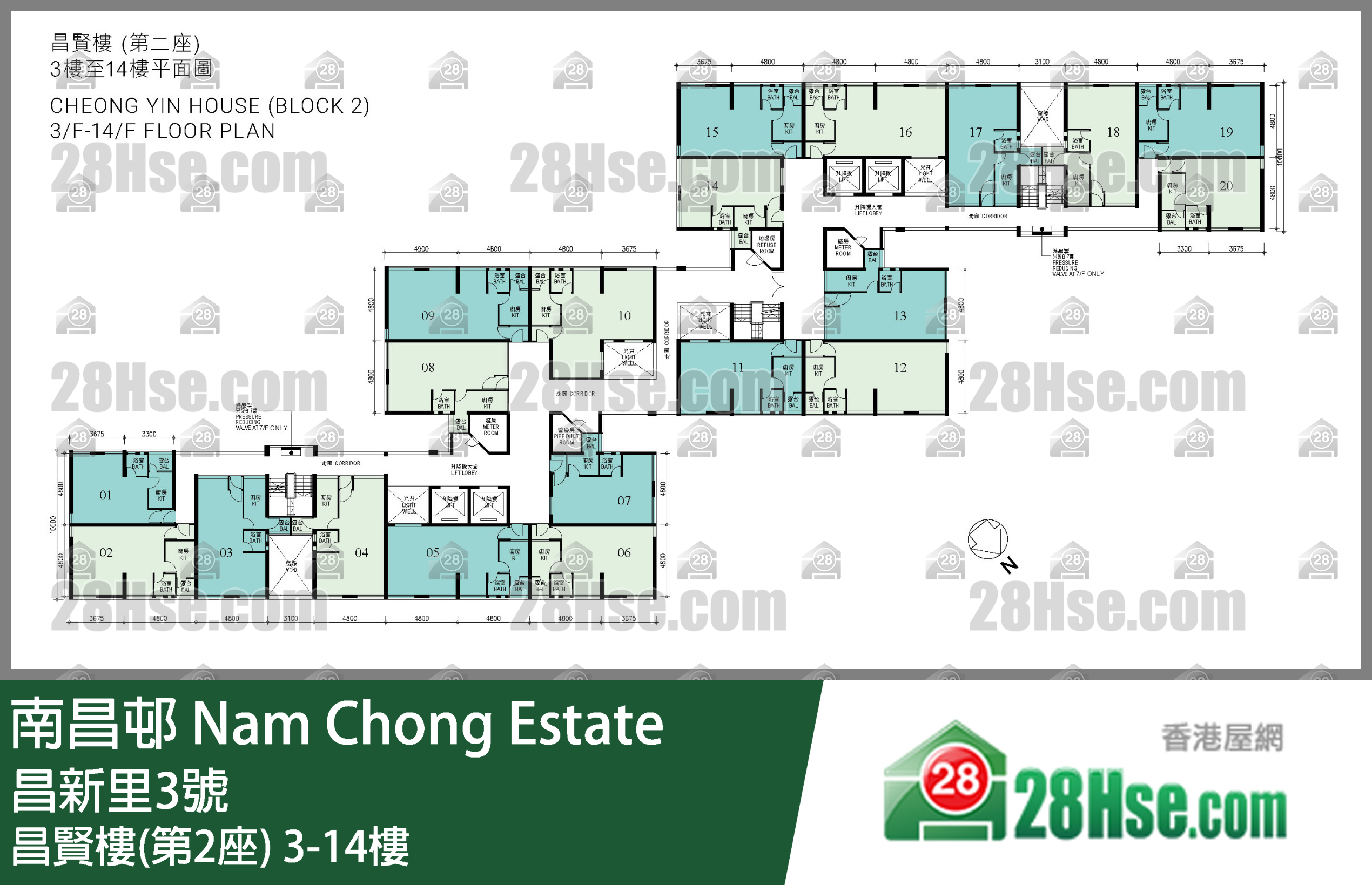 昌賢樓(第2座) 3-14樓 平面圖