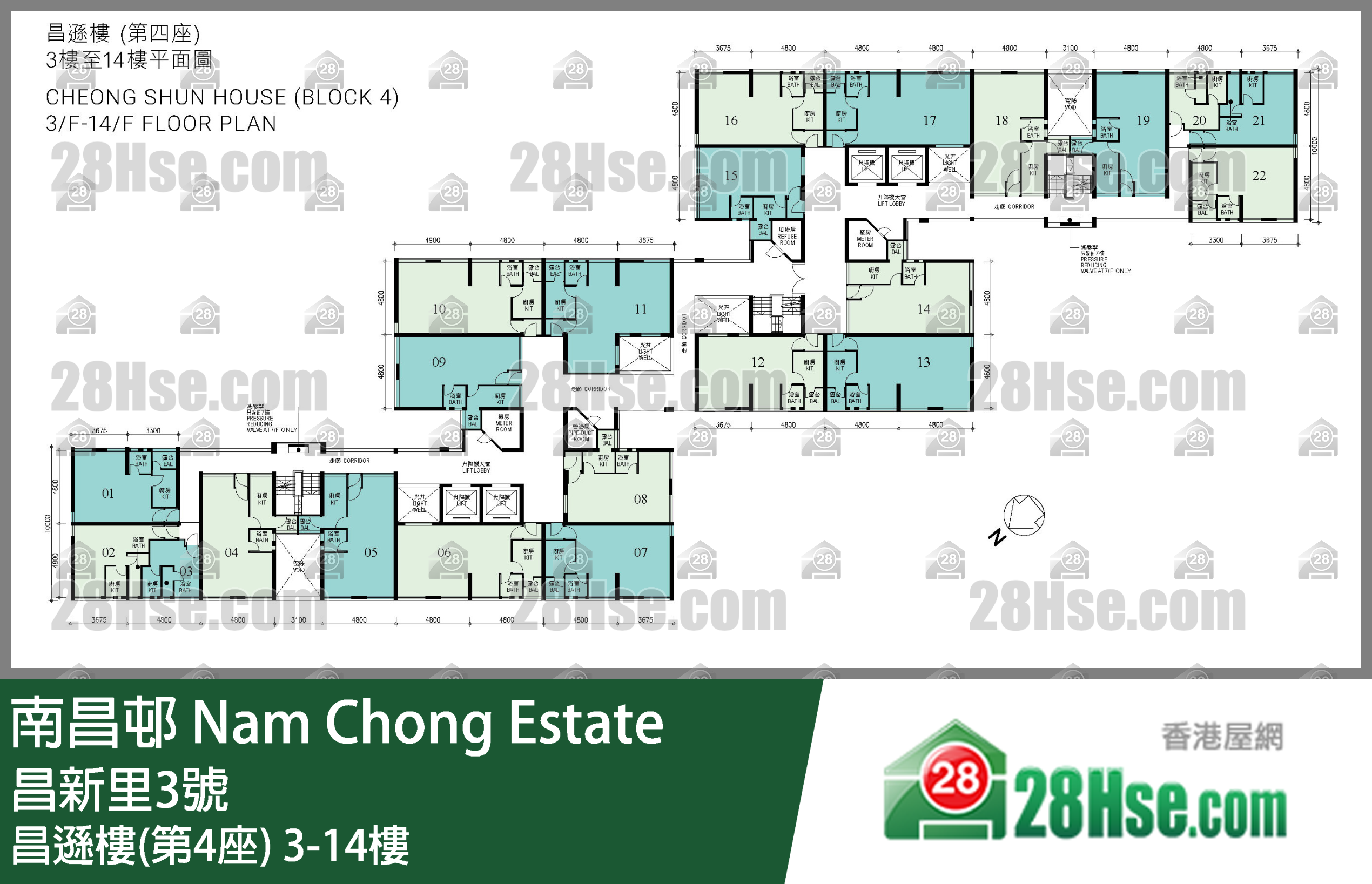 昌遜樓(第4座) 3-14樓 平面圖