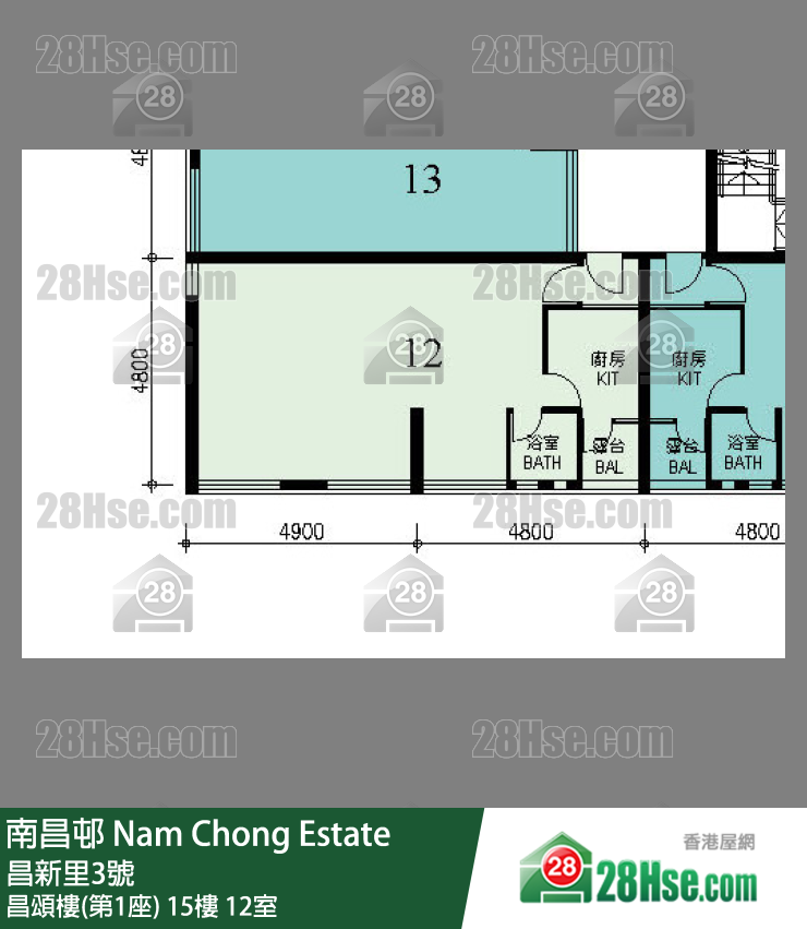 南昌邨 昌頌樓(第1座)15樓 12室 平面圖