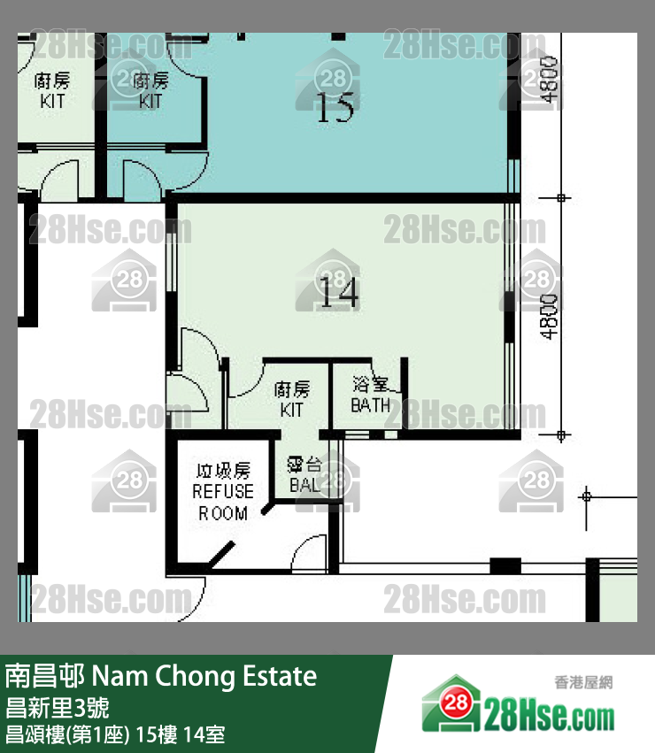 南昌邨 昌頌樓(第1座)15樓 14室 平面圖