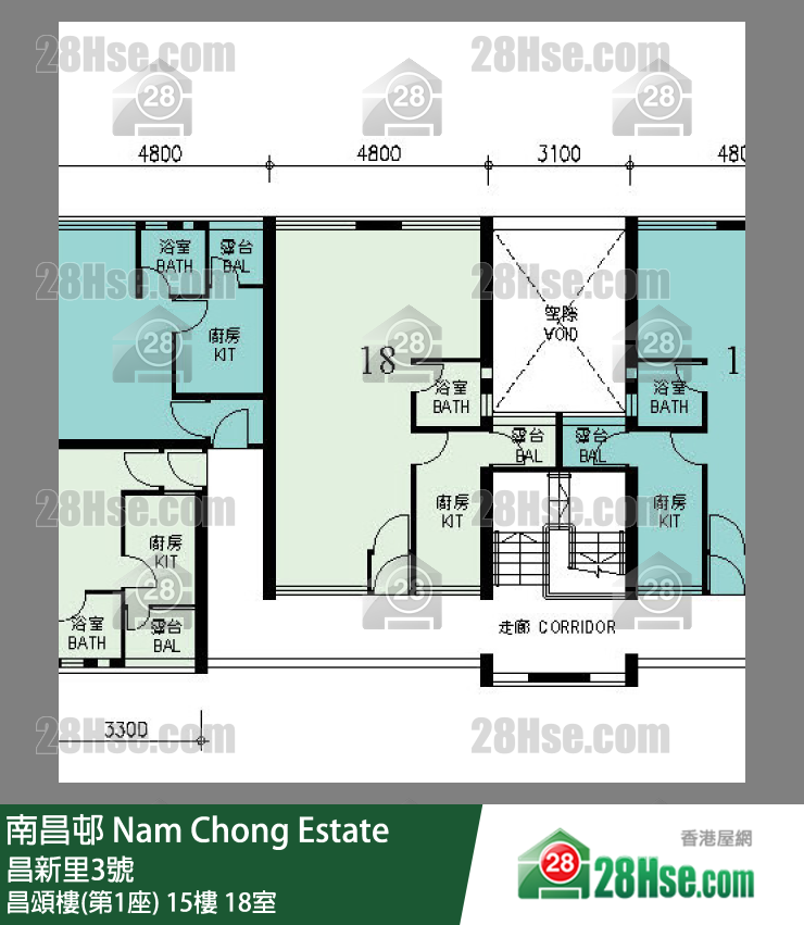 南昌邨 昌頌樓(第1座)15樓 18室 平面圖