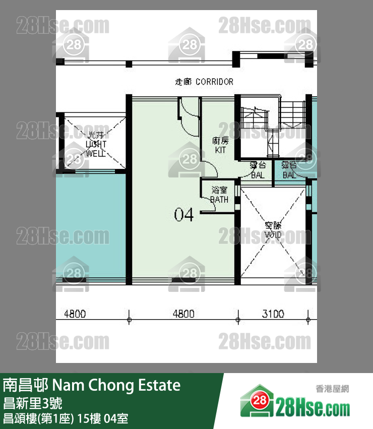 南昌邨 昌頌樓(第1座)15樓 04室 平面圖