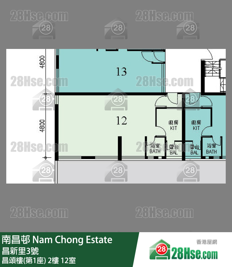 南昌邨 昌頌樓(第1座)2樓 12室 平面圖