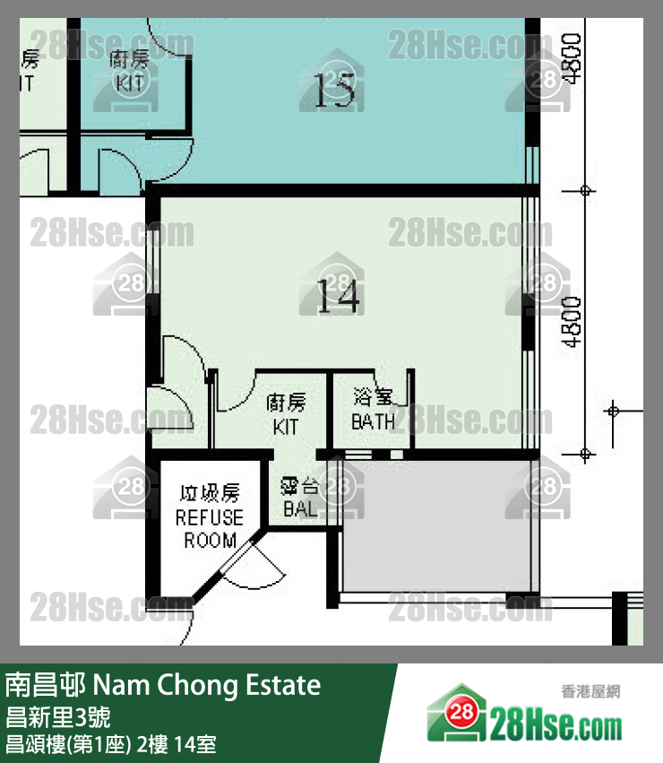 南昌邨 昌頌樓(第1座) 2樓 14室 平面圖