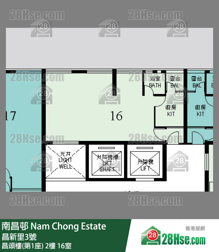 南昌邨 昌頌樓(第1座) 2樓 16室 平面圖