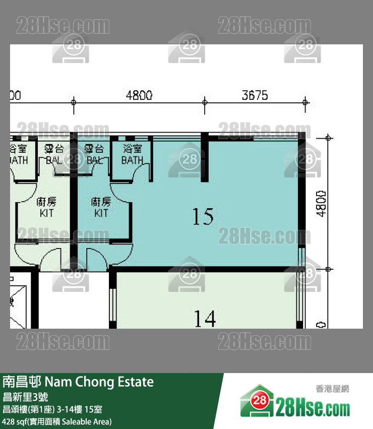 南昌邨 昌頌樓(第1座) 12樓 15室 平面圖