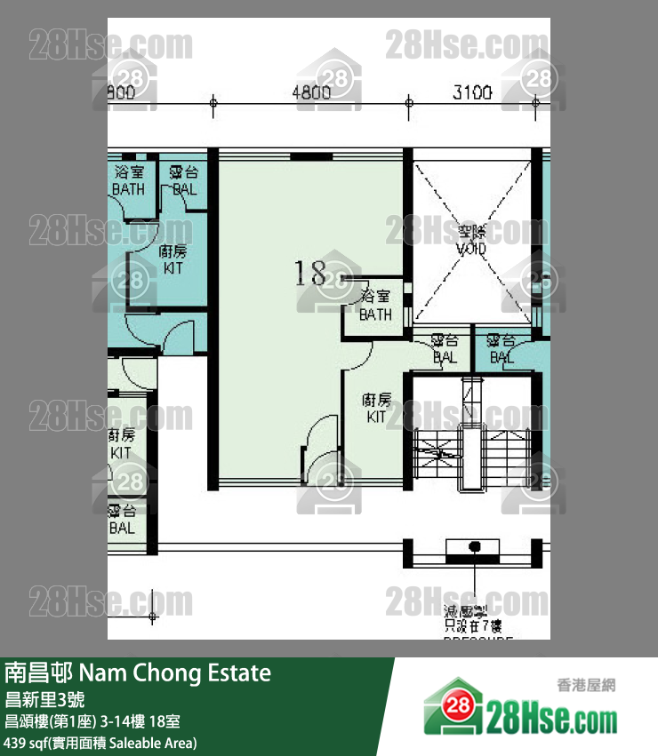 南昌邨 昌頌樓(第1座) 6樓 18室 平面圖