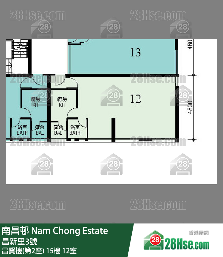 南昌邨 昌賢樓(第2座)15樓 12室 平面圖