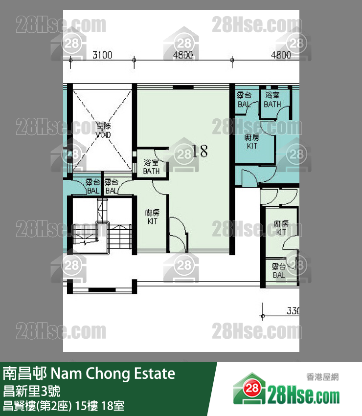 南昌邨 昌賢樓(第2座)15樓 18室 平面圖
