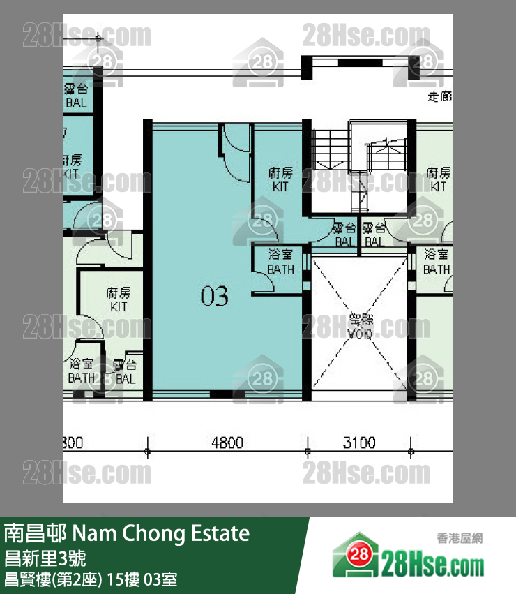 南昌邨 昌賢樓(第2座)15樓 03室 平面圖