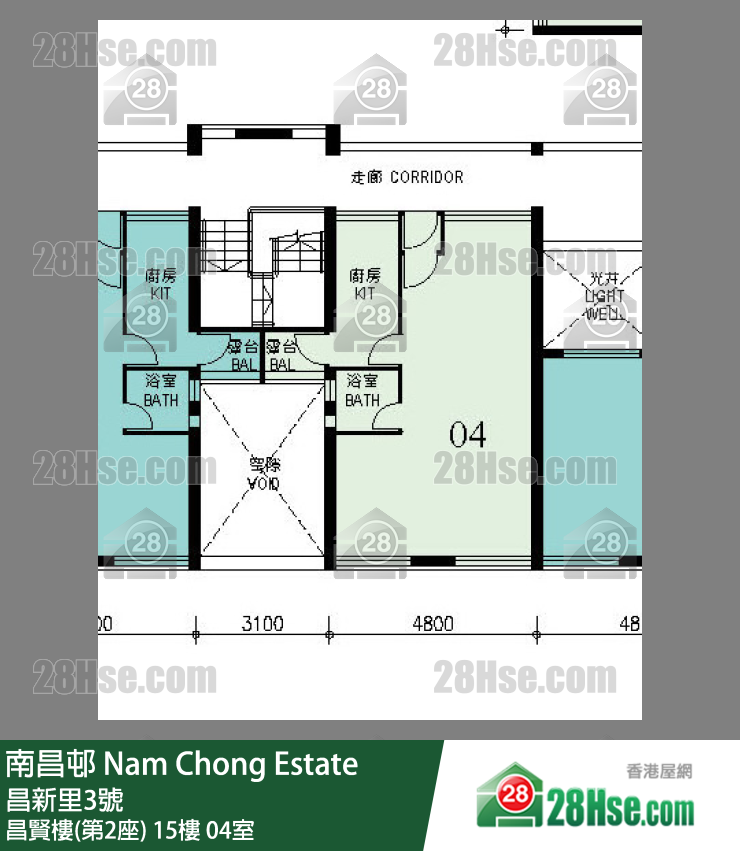 南昌邨 昌賢樓(第2座)15樓 04室 平面圖