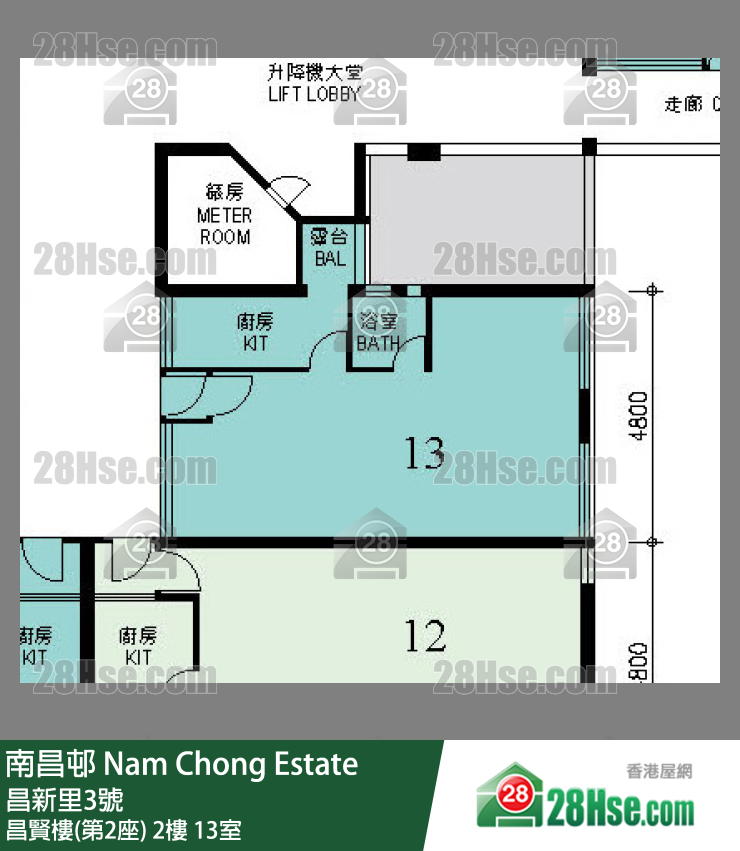 南昌邨 昌賢樓(第2座) 2樓 13室 平面圖