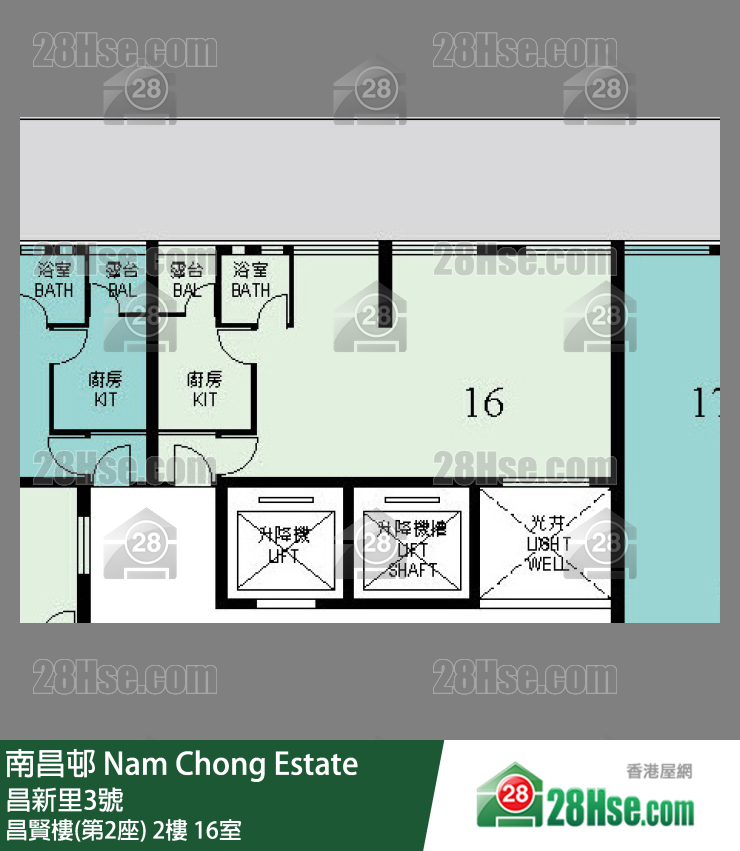 南昌邨 昌賢樓(第2座)2樓 16室 平面圖