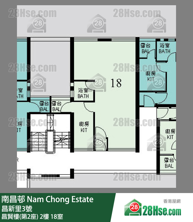 南昌邨 昌賢樓(第2座)2樓 18室 平面圖