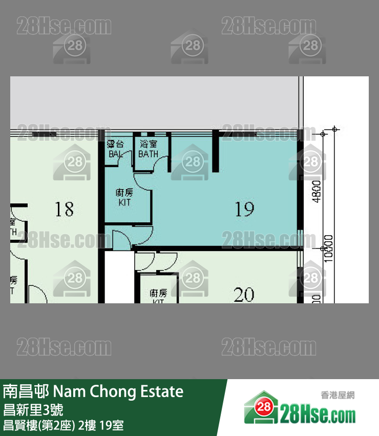 南昌邨 昌賢樓(第2座)2樓 19室 平面圖