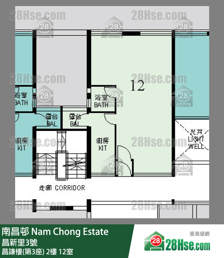 南昌邨 昌謙樓(第3座)2樓 12室 平面圖