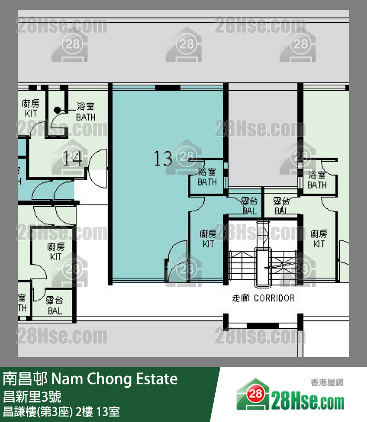 南昌邨 昌謙樓(第3座)2樓 13室 平面圖