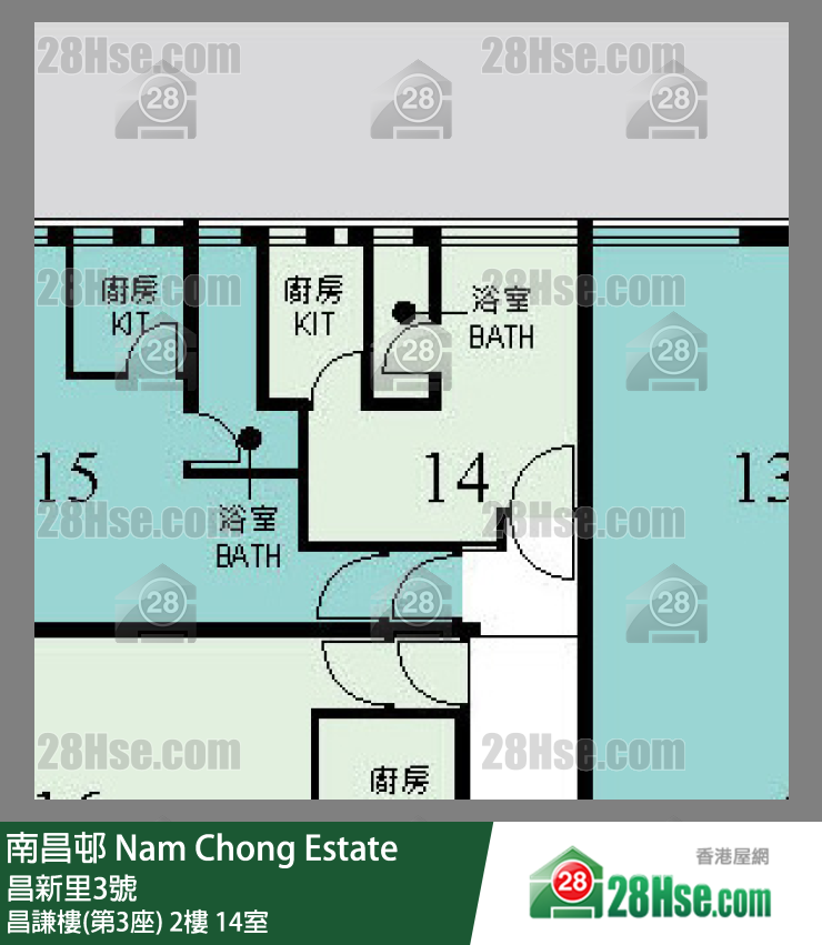 南昌邨 昌謙樓(第3座)2樓 14室 平面圖