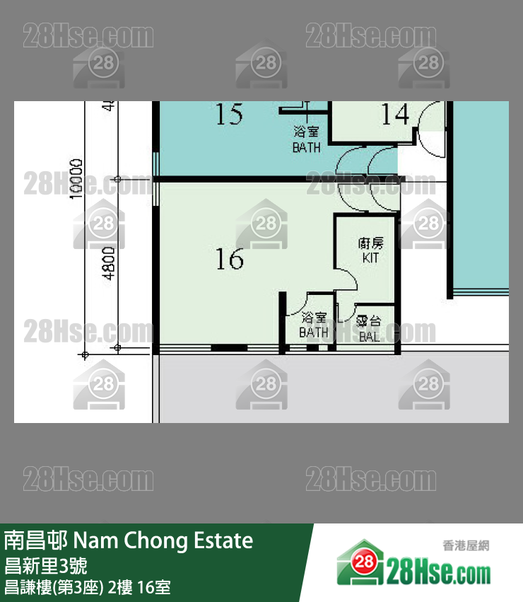南昌邨 昌謙樓(第3座)2樓 16室 平面圖