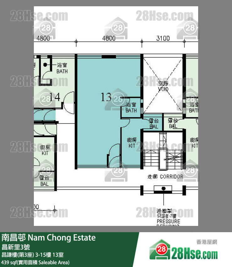 南昌邨 昌謙樓(第3座) 15樓 13室 平面圖