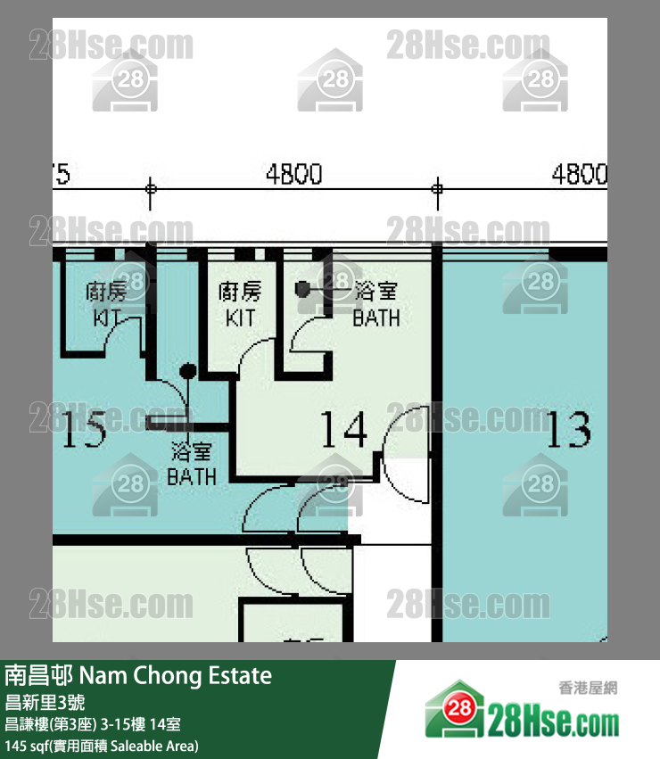 南昌邨 昌謙樓(第3座)15樓 14室 平面圖