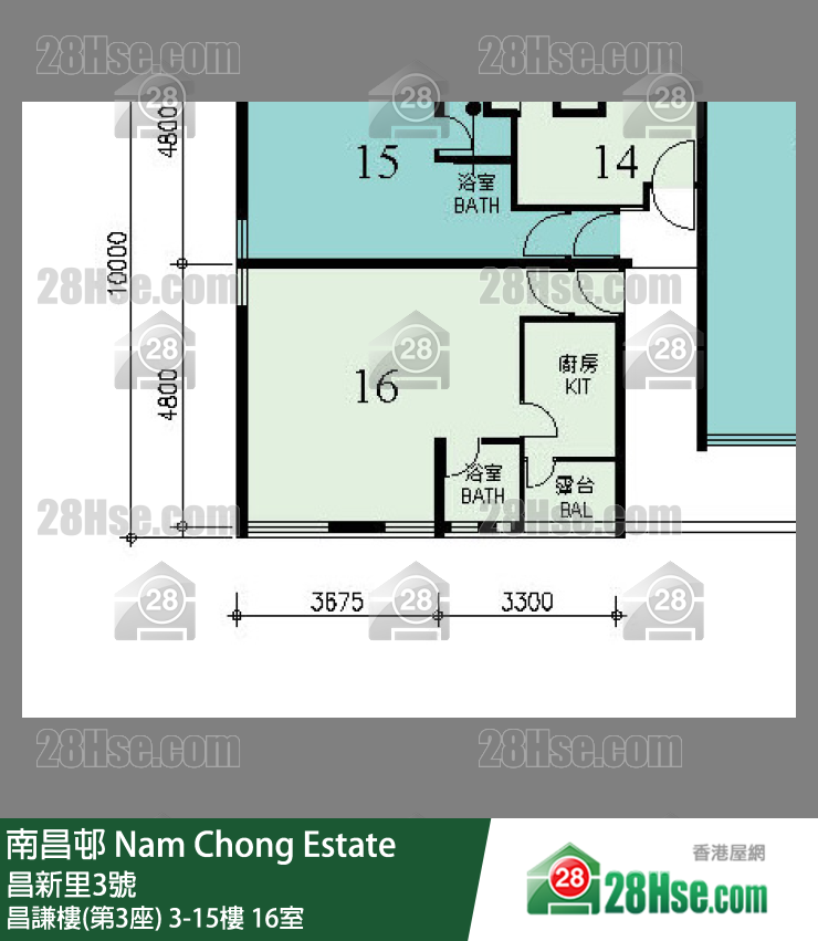 南昌邨 昌謙樓(第3座)15樓 16室 平面圖