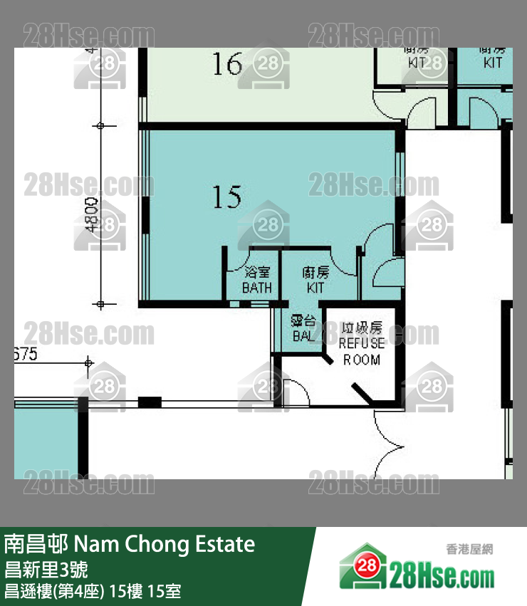 南昌邨 昌遜樓(第4座)15樓 15室 平面圖