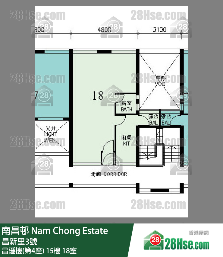 南昌邨 昌遜樓(第4座)15樓 18室 平面圖