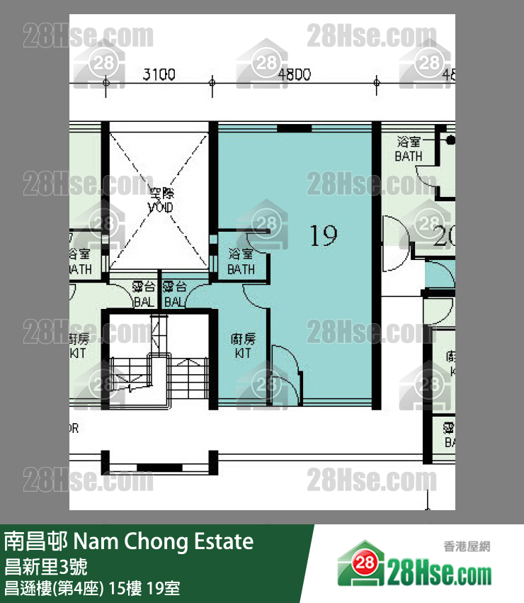 南昌邨 昌遜樓(第4座)15樓 19室 平面圖
