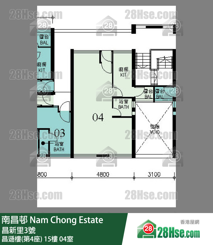南昌邨 昌遜樓(第4座)15樓 04室 平面圖