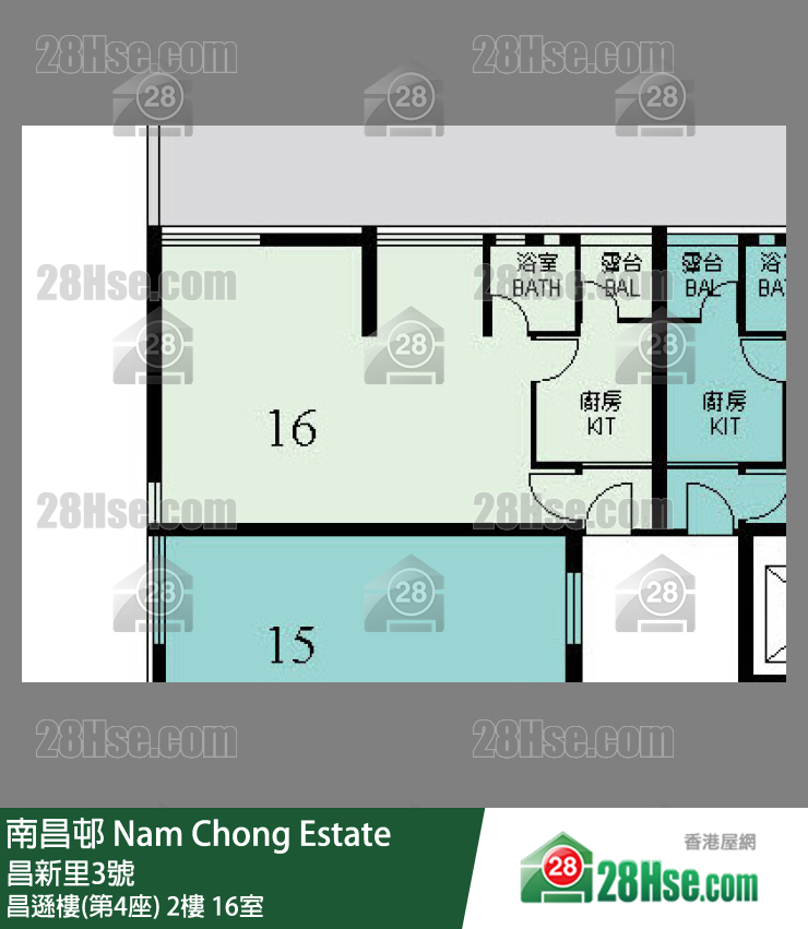 南昌邨 昌遜樓(第4座)2樓 16室 平面圖