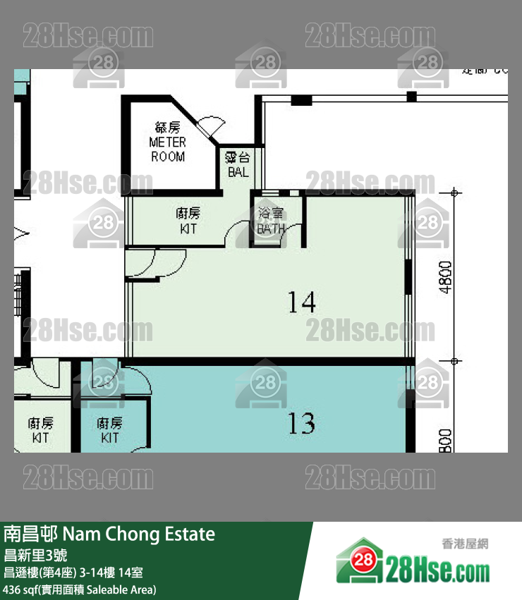 南昌邨 昌遜樓(第4座)13樓 14室 平面圖