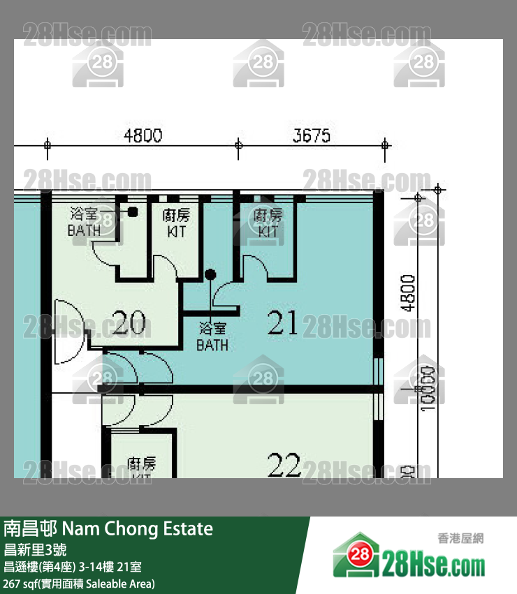 南昌邨 昌遜樓(第4座)12樓 21室 平面圖