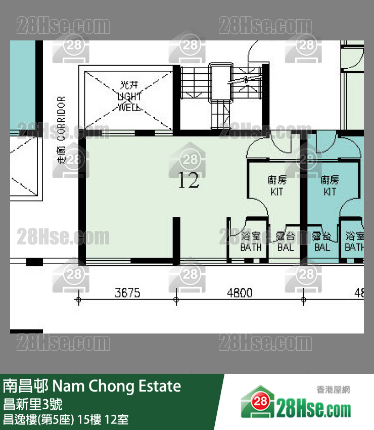 南昌邨 昌逸樓(第5座)15樓 12室 平面圖