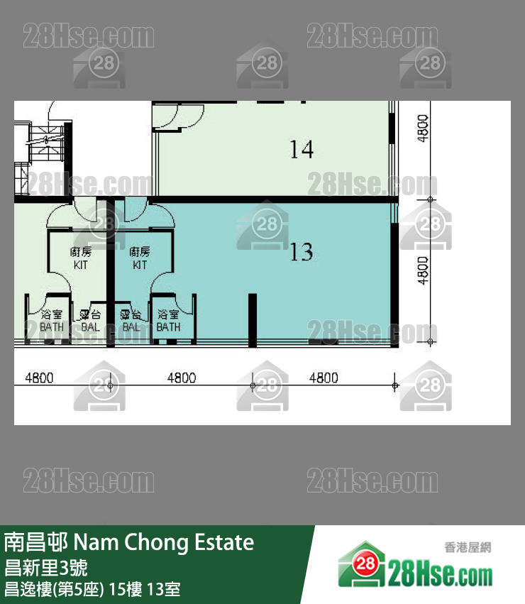 南昌邨 昌逸樓(第5座)15樓 13室 平面圖