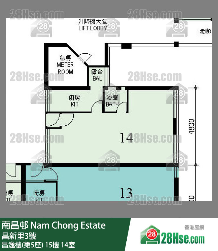 南昌邨 昌逸樓(第5座)15樓 14室 平面圖