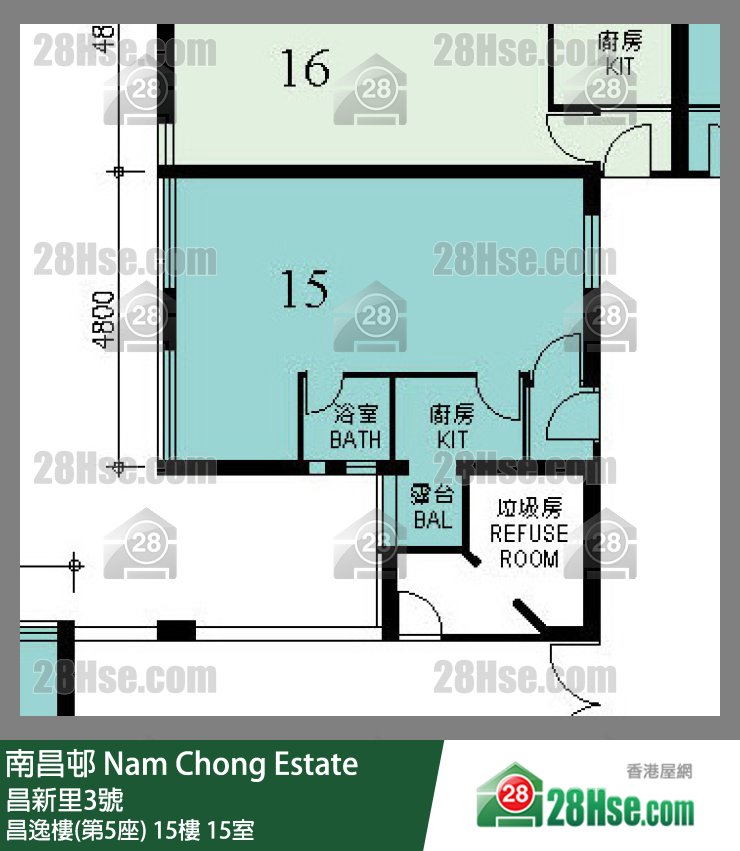 南昌邨 昌逸樓(第5座)15樓 15室 平面圖