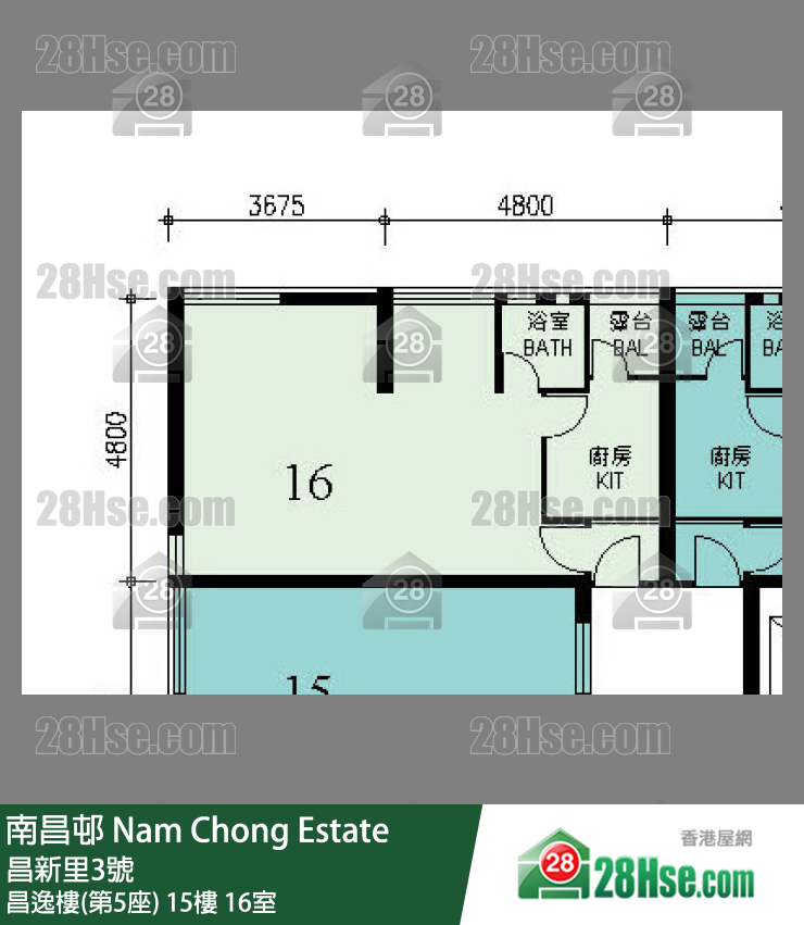南昌邨 昌逸樓(第5座)15樓 16室 平面圖