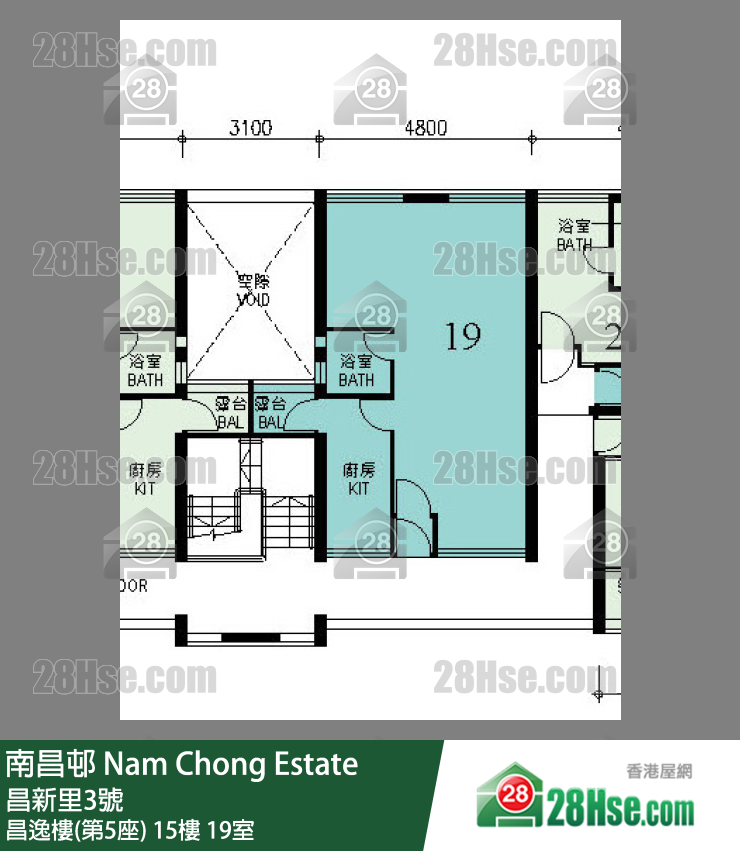 南昌邨 昌逸樓(第5座)15樓 19室 平面圖