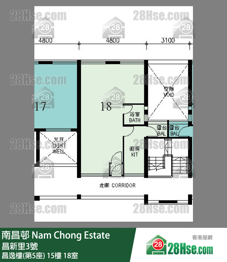 南昌邨 昌逸樓(第5座)15樓 18室 平面圖