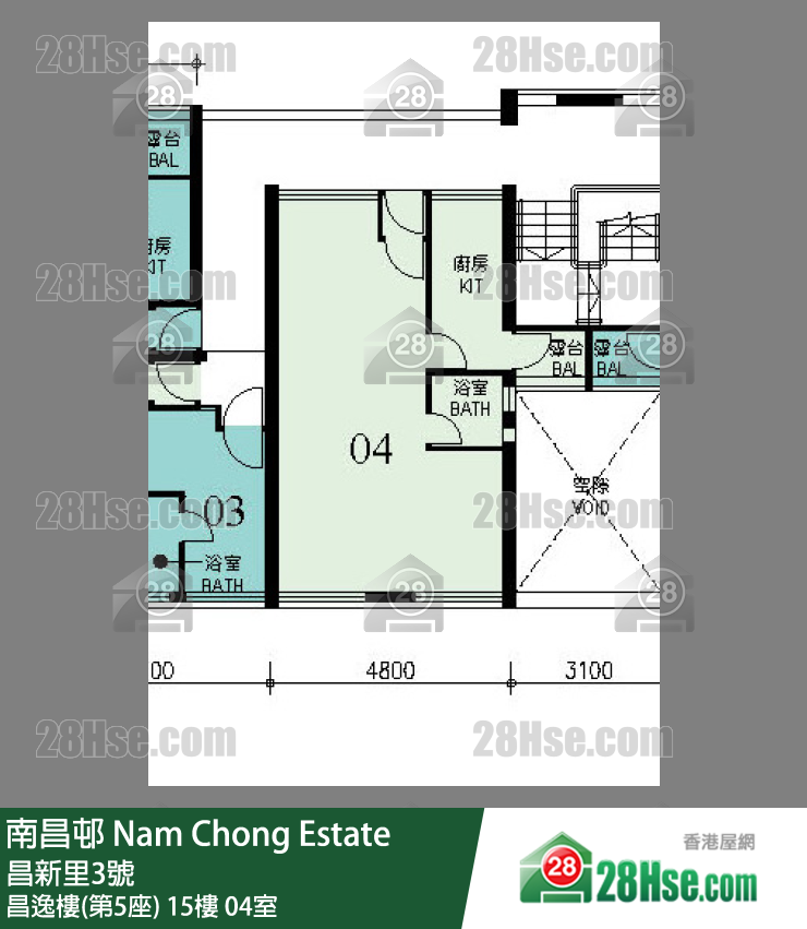 南昌邨 昌逸樓(第5座)15樓 04室 平面圖