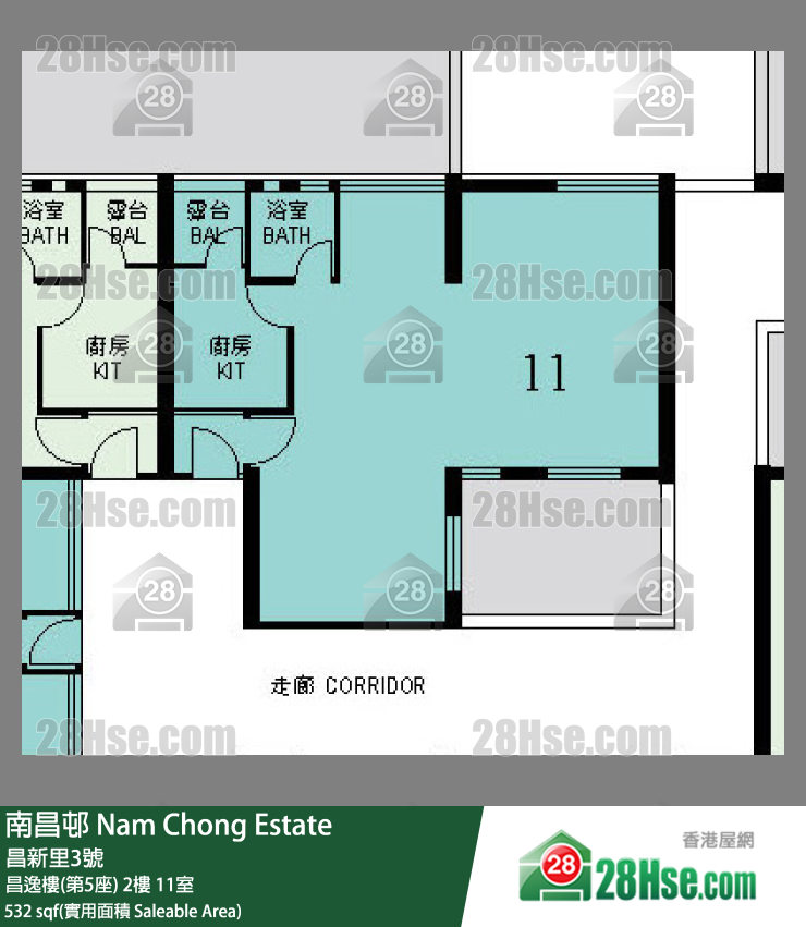 南昌邨 昌逸樓(第5座) 2樓 11室 平面圖