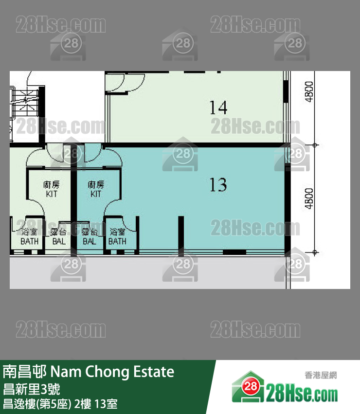 南昌邨 昌逸樓(第5座)2樓 13室 平面圖