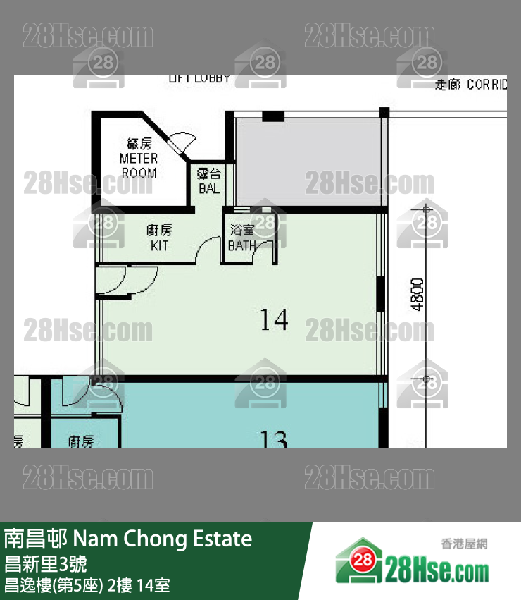 南昌邨 昌逸樓(第5座)2樓 14室 平面圖