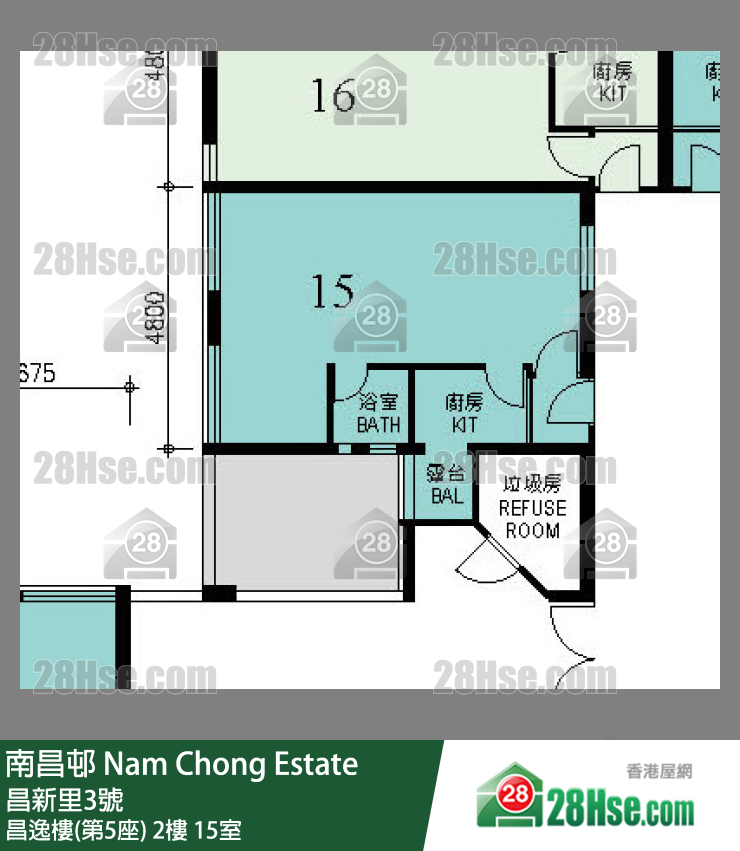 南昌邨 昌逸樓(第5座)2樓 15室 平面圖