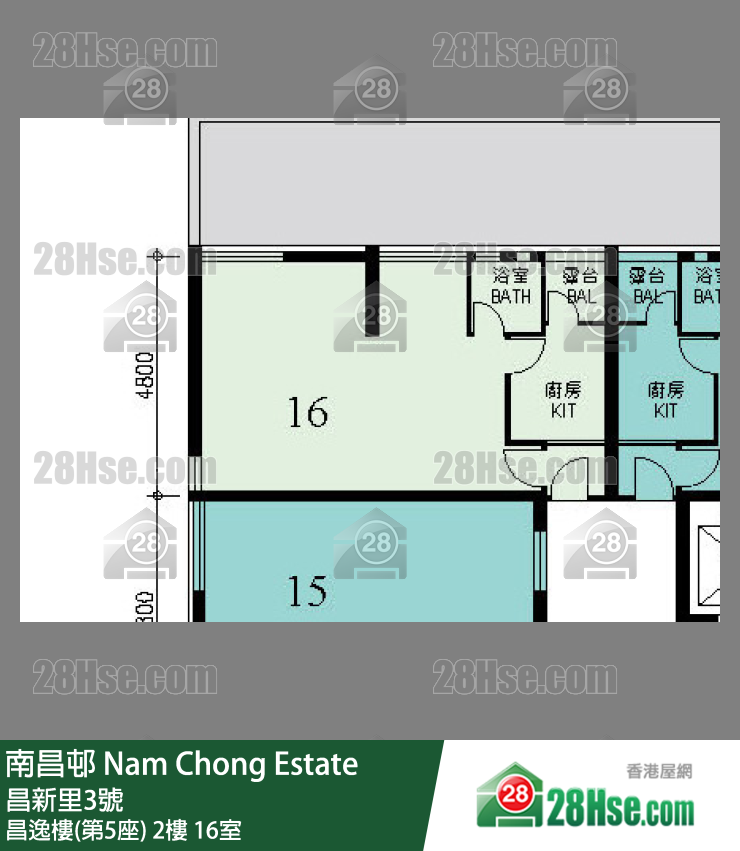 南昌邨 昌逸樓(第5座)2樓 16室 平面圖